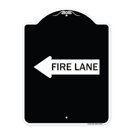 Signmission Fire Lane Left Arrow Heavy-Gauge Aluminum Architectural Sign, 24" x 18", BW-1824-23982 A-DES-BW-1824-23982
